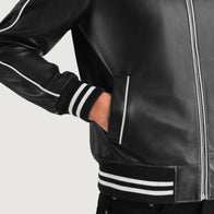 Cooper Black Leather Varsity Jacket by Dash Racegear - men Jacket view 6