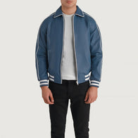 Cooper Blue Leather Varsity Jacket by Dash Racegear - men Jacket view 1