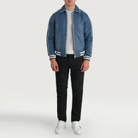 Cooper Blue Leather Varsity Jacket by Dash Racegear - men Jacket view 3