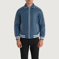 Cooper Blue Leather Varsity Jacket by Dash Racegear - men Jacket view 4
