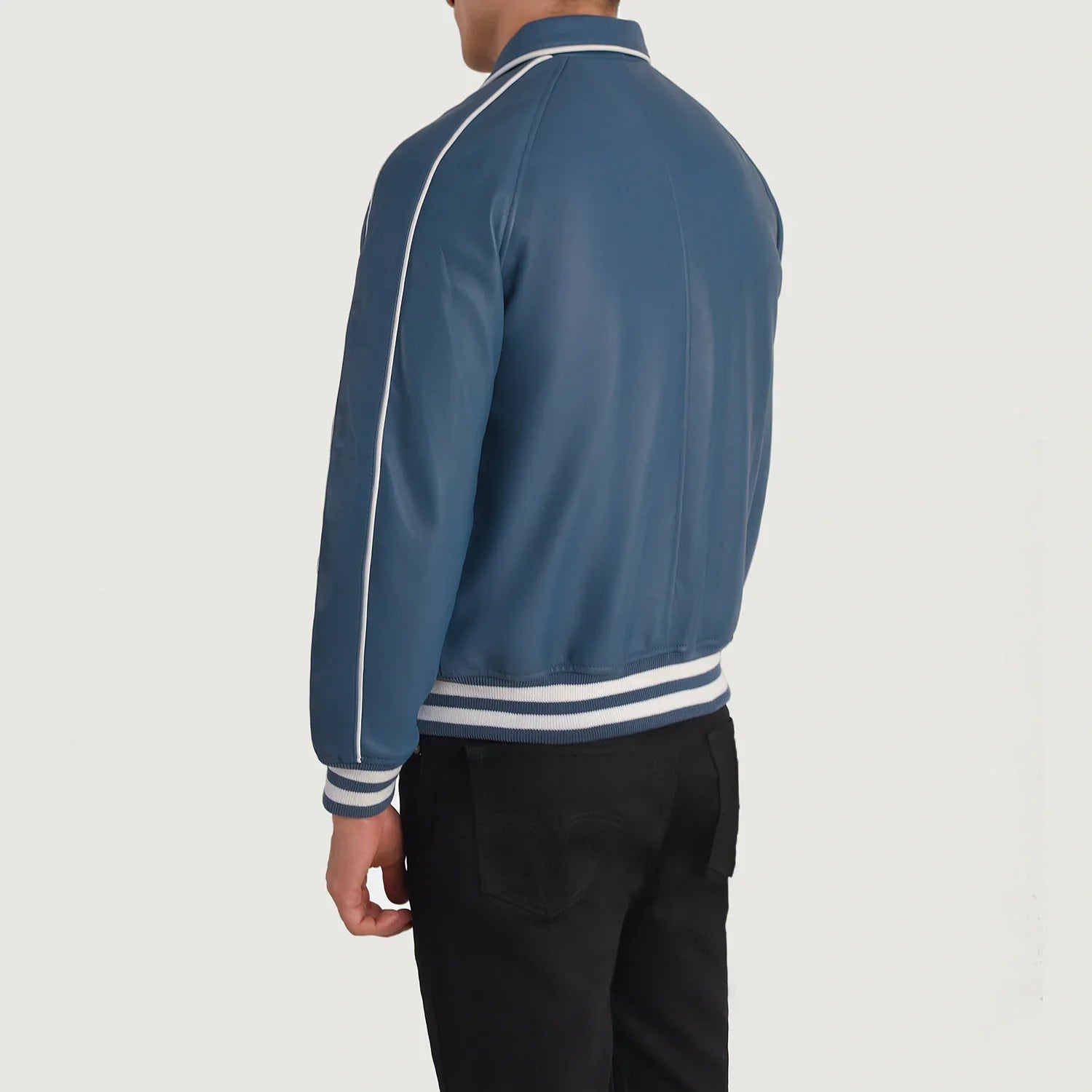 Cooper Blue Leather Varsity Jacket by Dash Racegear - men Jacket view 5