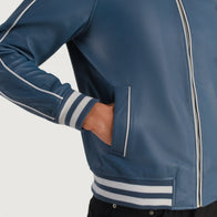 Cooper Blue Leather Varsity Jacket by Dash Racegear - men Jacket view 6