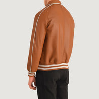 Cooper Tan Brown Leather Varsity Jacket by Dash Racegear - men Jacket view 5
