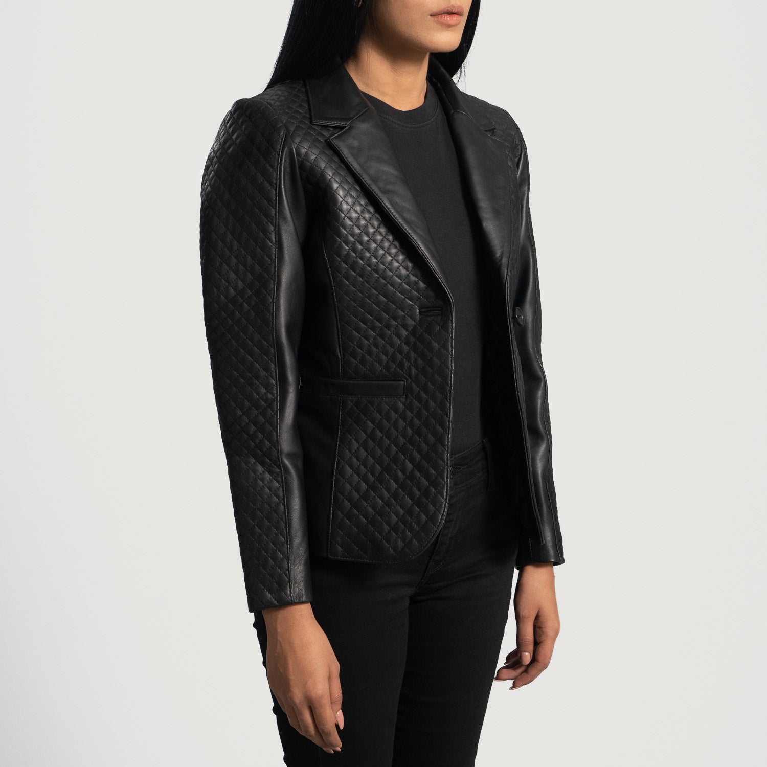 Cora Quilted Black Leather Blazer by Dash Racegear - women Jacket view 3