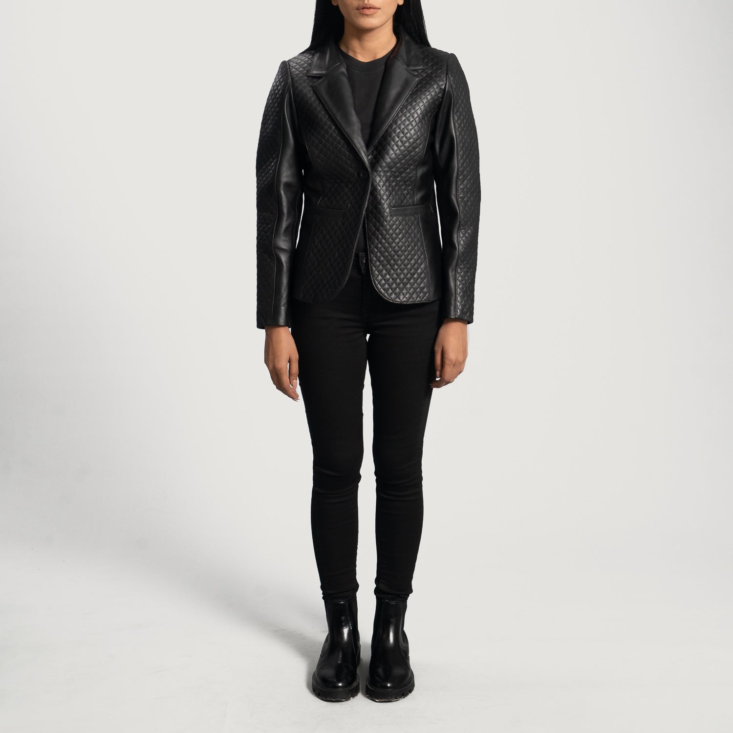 Cora Quilted Black Leather Blazer by Dash Racegear - women Jacket view 5
