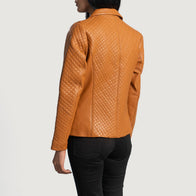 Cora Quilted Brown Leather Blazer by Dash Racegear - women Jacket view 5
