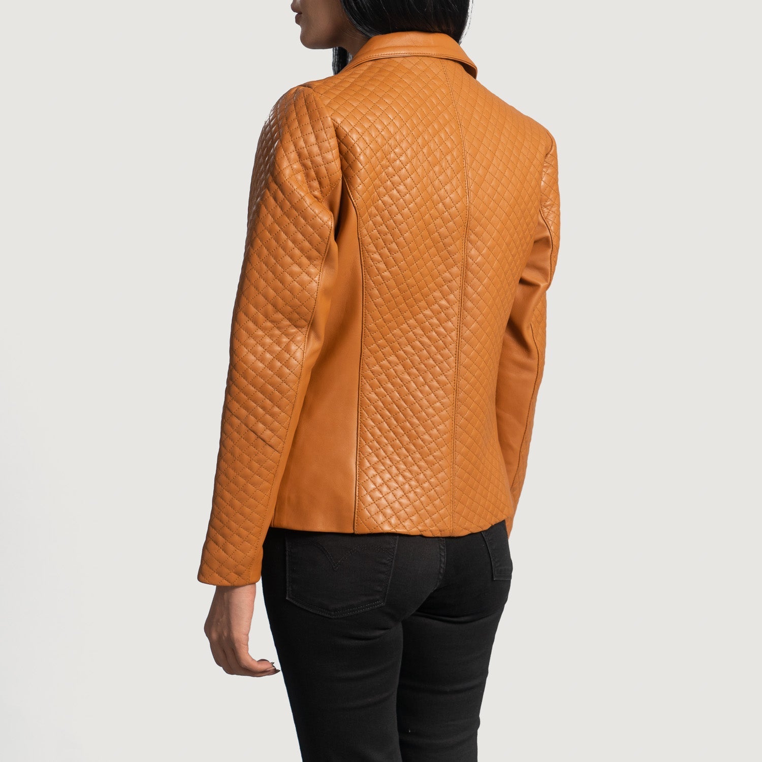 Cora Quilted Brown Leather Blazer by Dash Racegear - women Jacket view 5