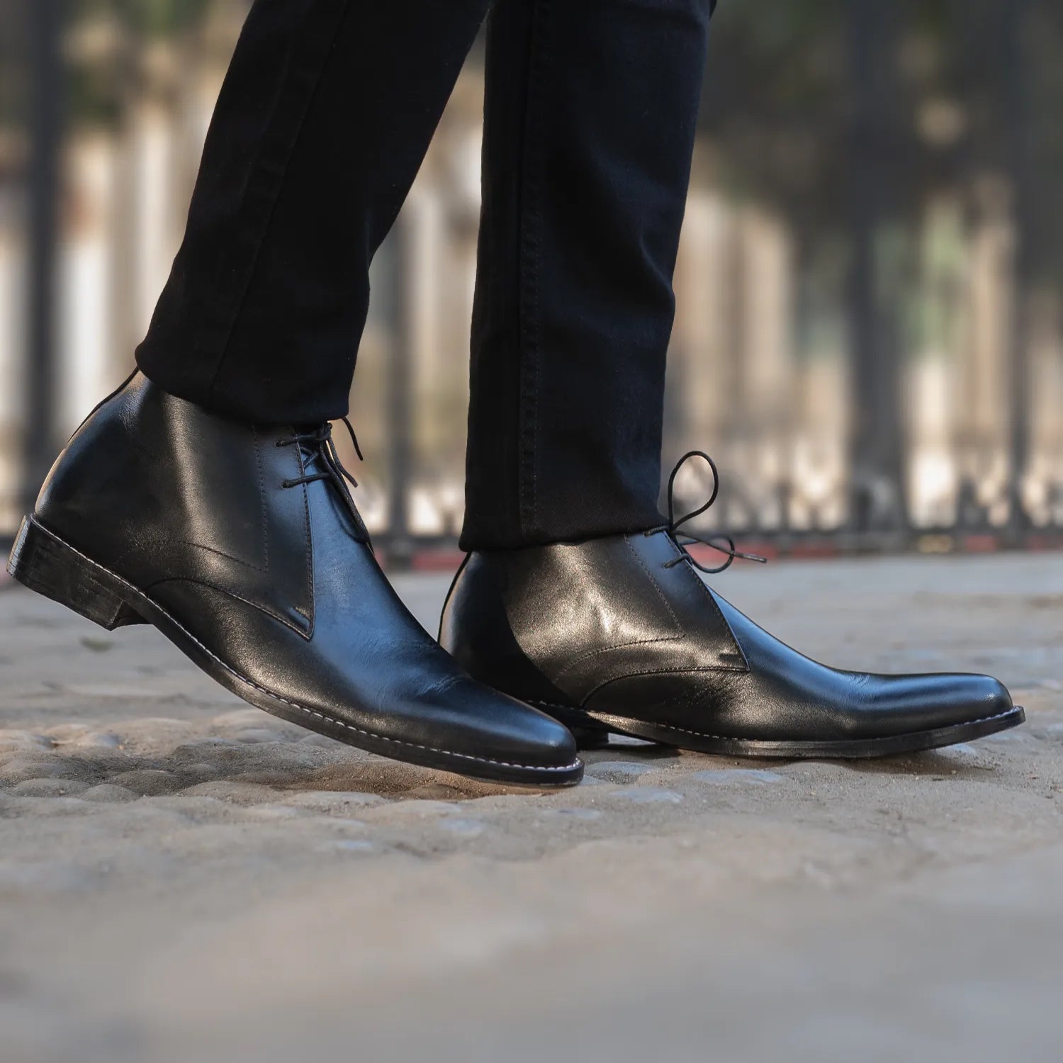 Corry Chukka Black Leather Boots by Dash Racegear - men Leather Shoes view 7