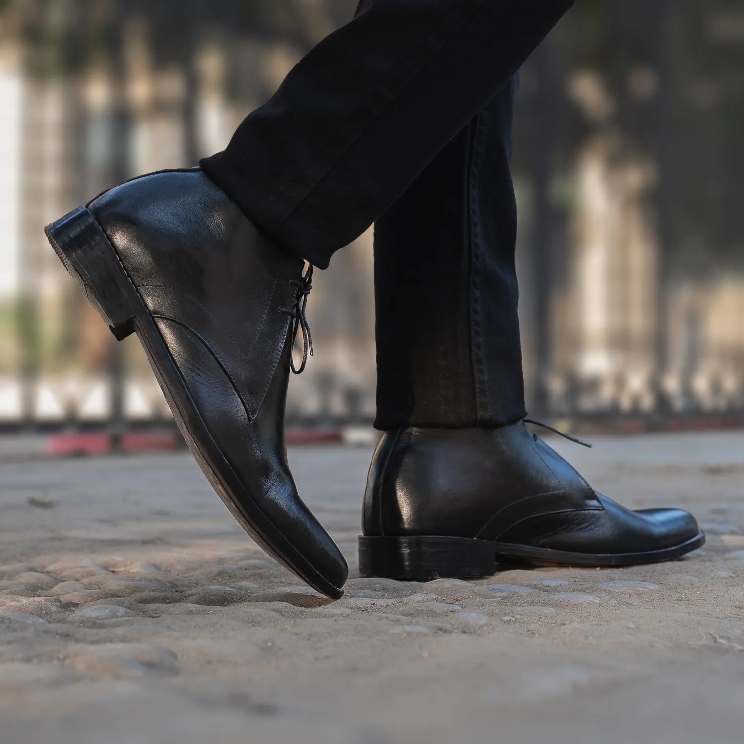 Corry Chukka Black Leather Boots by Dash Racegear - men Leather Shoes view 8