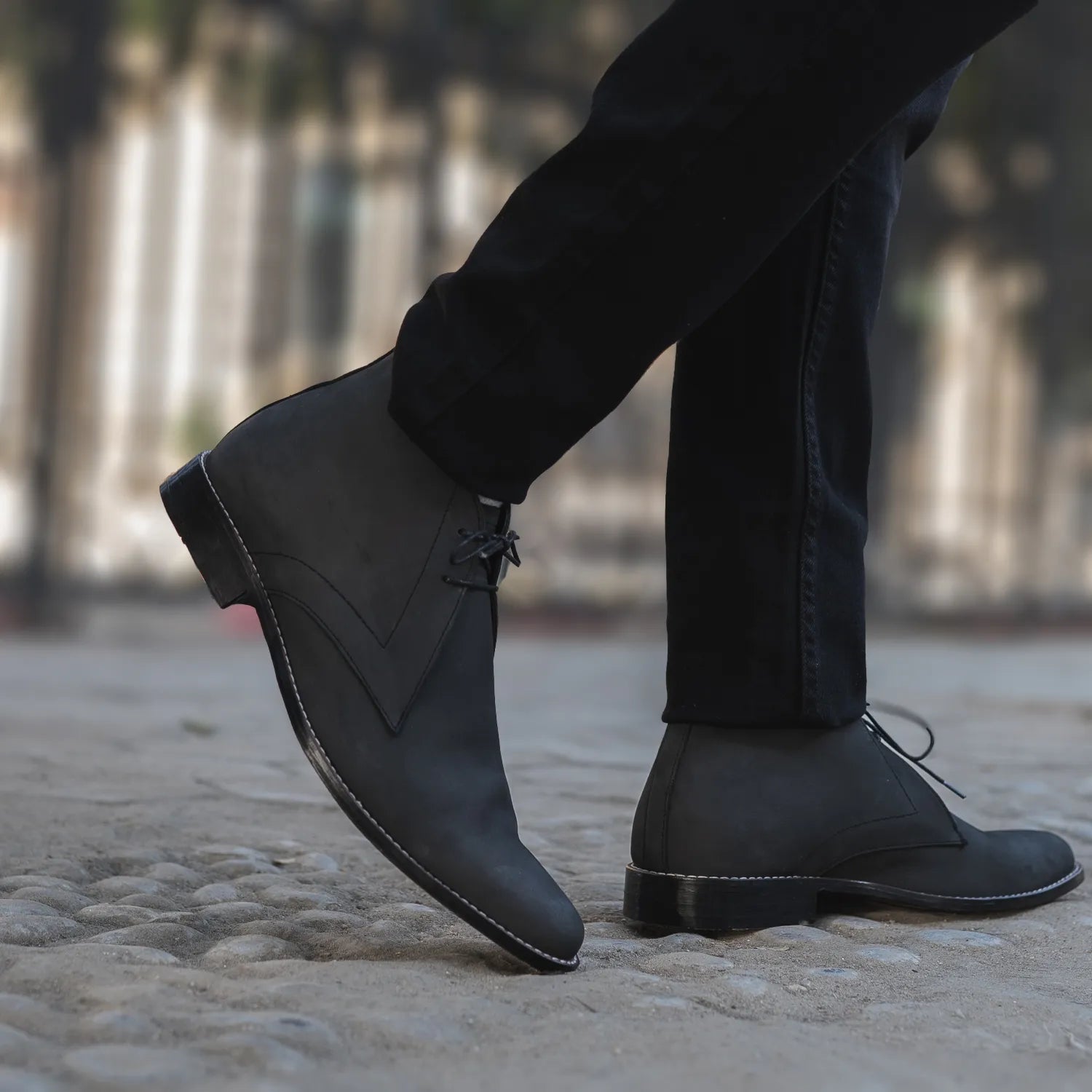 Corry Chukka Black Nubuck Leather Boots by Dash Racegear - men Leather Shoes view 8