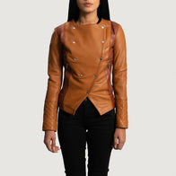 County Tan Overlap Leather Jacket by Dash Racegear - women Jacket view 1