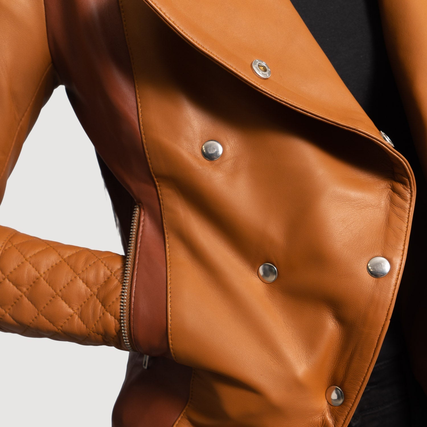 County Tan Overlap Leather Jacket by Dash Racegear - women Jacket view 6