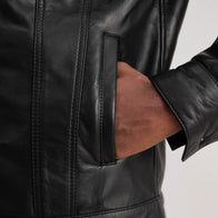 Dallis Black Leather Shearling Trucker Jacket by Dash Racegear - men Jacket view 6