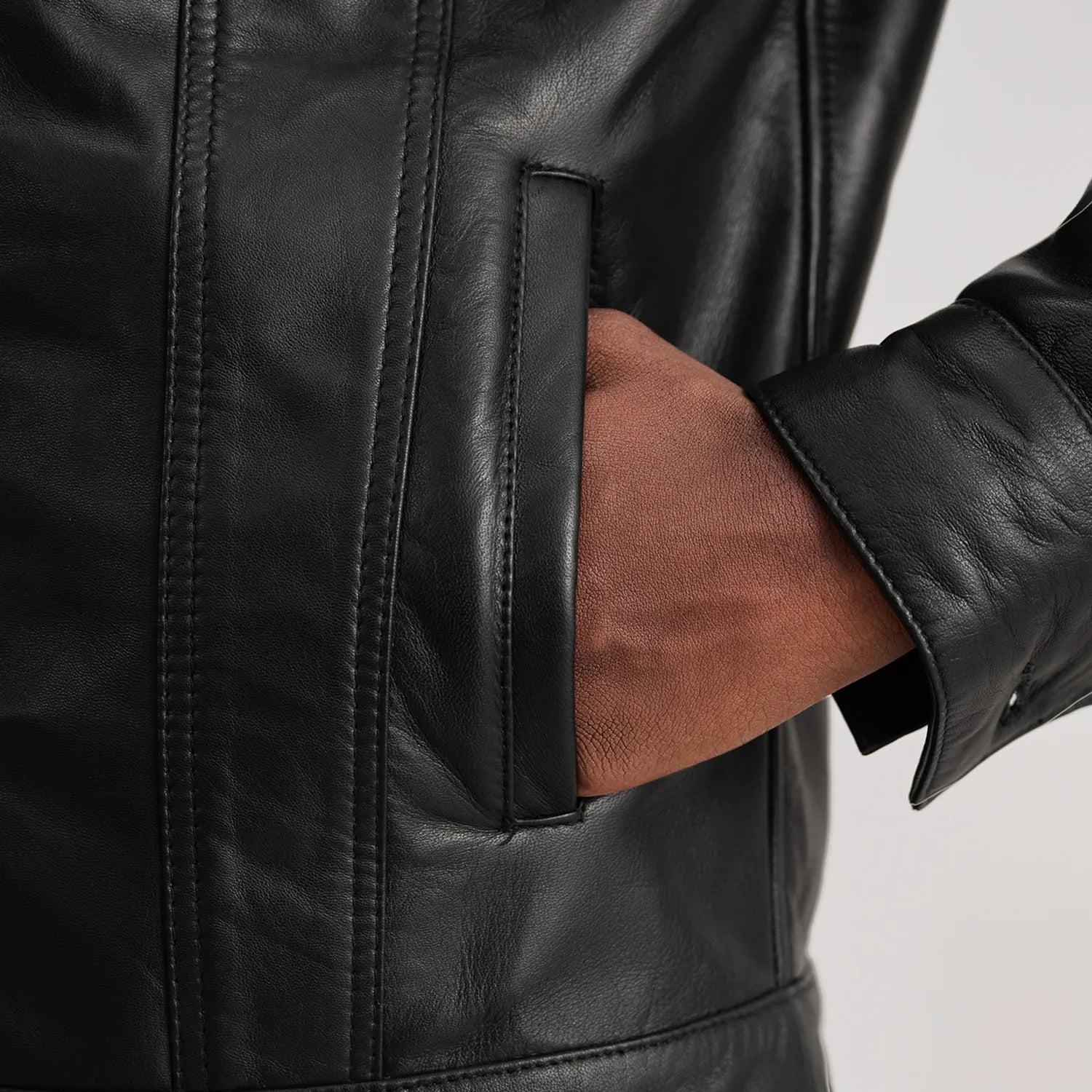 Dallis Black Leather Shearling Trucker Jacket by Dash Racegear - men Jacket view 6