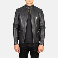 Damian Black Leather Biker Jacket by Dash Racegear - men Jacket view 1