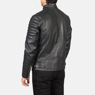 Damian Black Leather Biker Jacket by Dash Racegear - men Jacket view 5