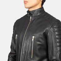 Damian Black Leather Biker Jacket by Dash Racegear - men Jacket view 6