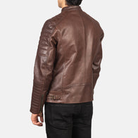 Damian Brown Leather Biker Jacket by Dash Racegear - men Jacket view 5