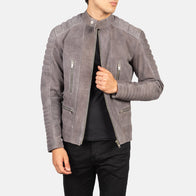 Damian Grey Suede Biker Jacket by Dash Racegear - men Jacket view 1
