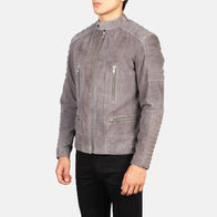 Damian Grey Suede Biker Jacket by Dash Racegear - men Jacket view 2