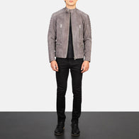 Damian Grey Suede Biker Jacket by Dash Racegear - men Jacket view 3