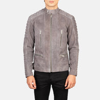 Damian Grey Suede Biker Jacket by Dash Racegear - men Jacket view 4