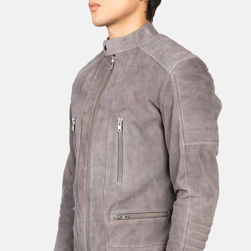 Damian Grey Suede Biker Jacket by Dash Racegear - men Jacket view 6