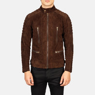 Damian Mocha Suede Biker Jacket by Dash Racegear - men Jacket view 4