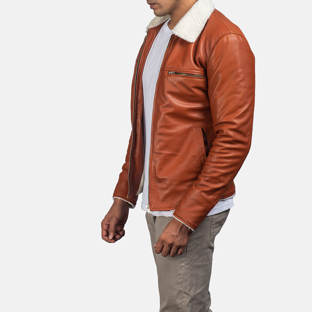 Dan Frost Tan Shearling Jacket by Dash Racegear - men Jacket view 4