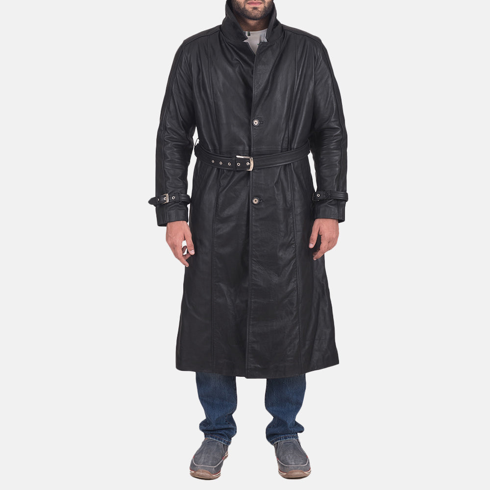 Daniel Black Leather Trench Coat by Dash Racegear - men Jacket view 1