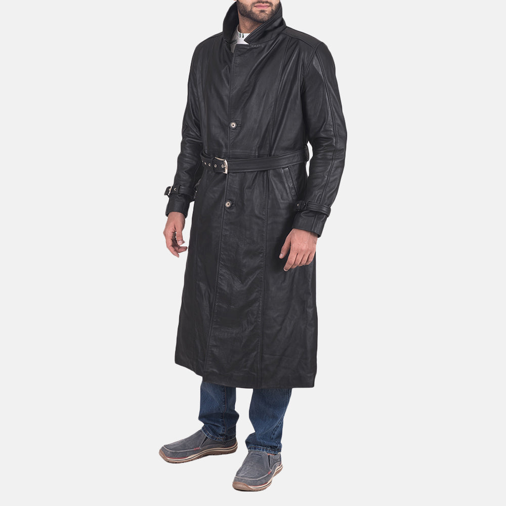 Daniel Black Leather Trench Coat by Dash Racegear - men Jacket view 2