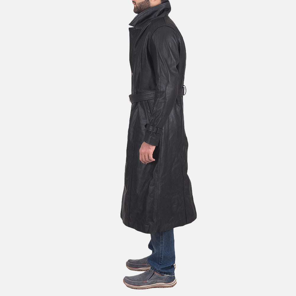 Daniel Black Leather Trench Coat by Dash Racegear - men Jacket view 3