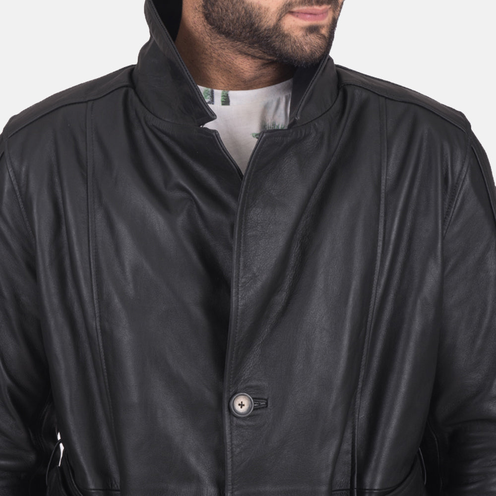 Daniel Black Leather Trench Coat by Dash Racegear - men Jacket view 5