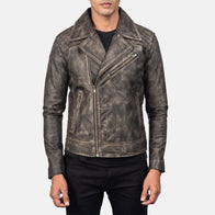 Danny Quilted Brown Leather Biker Jacket by Dash Racegear - men Jacket view 1