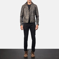Danny Quilted Brown Leather Biker Jacket by Dash Racegear - men Jacket view 3