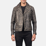 Danny Quilted Brown Leather Biker Jacket by Dash Racegear - men Jacket view 4