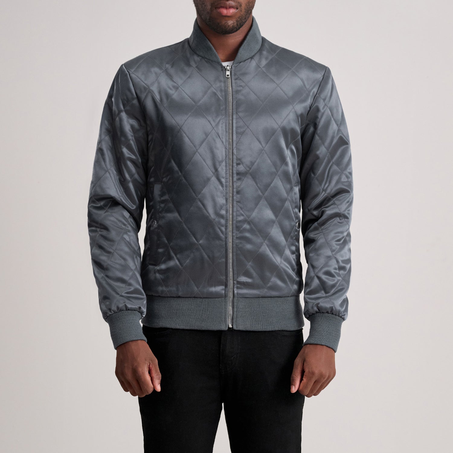 Danson Quilted Grey Varsity Jacket by Dash Racegear - men Jacket view 1