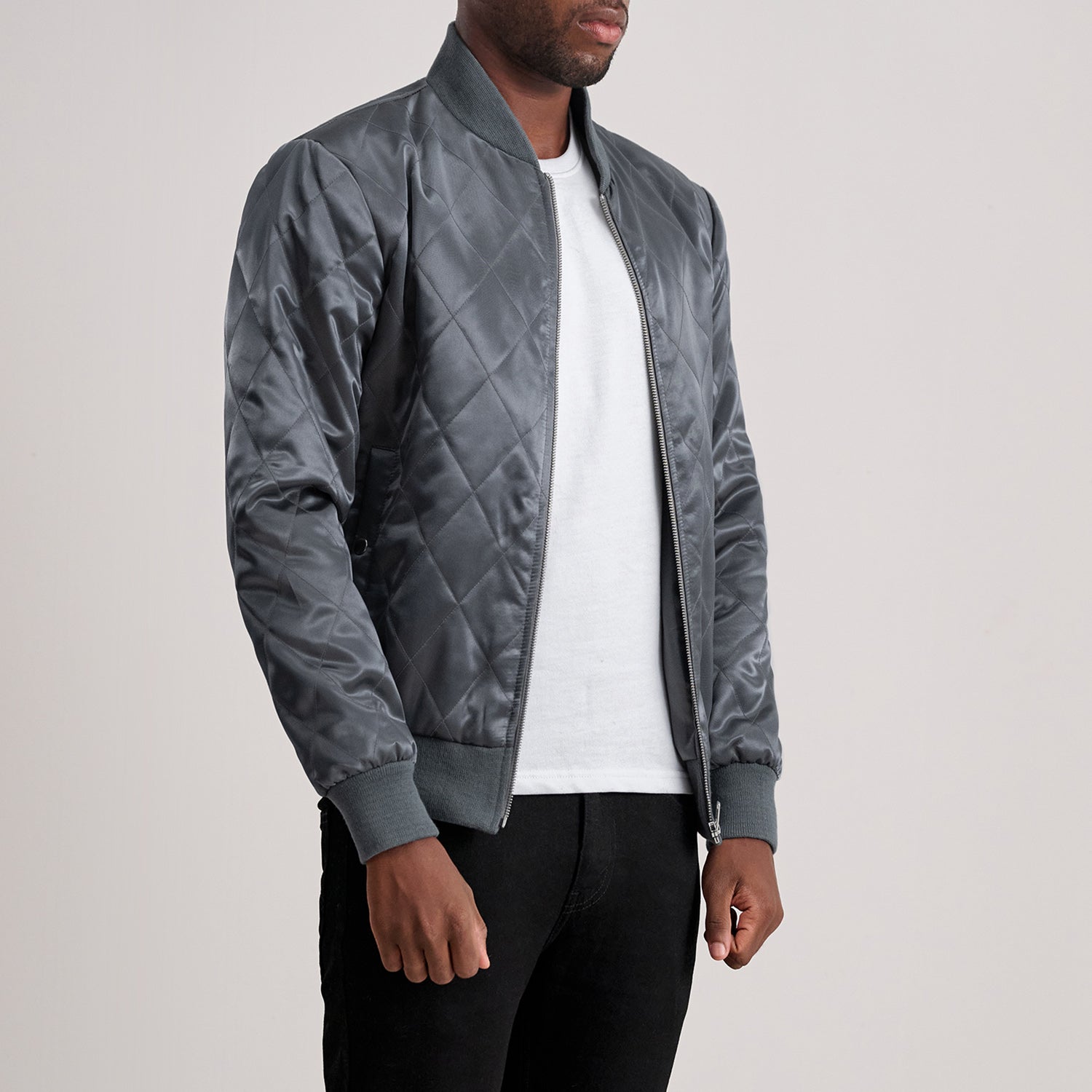 Danson Quilted Grey Varsity Jacket by Dash Racegear - men Jacket view 2
