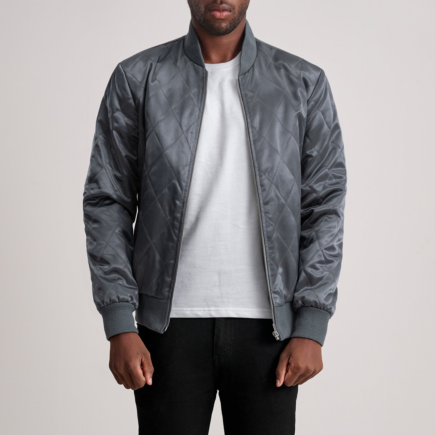 Danson Quilted Grey Varsity Jacket by Dash Racegear - men Jacket view 3