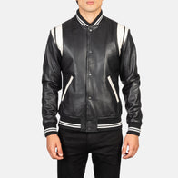 Dantee Black Leather Varsity Jacket by Dash Racegear - men Jacket view 4