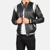 Dantee Black Leather Varsity Jacket by Dash Racegear - men Jacket view 6