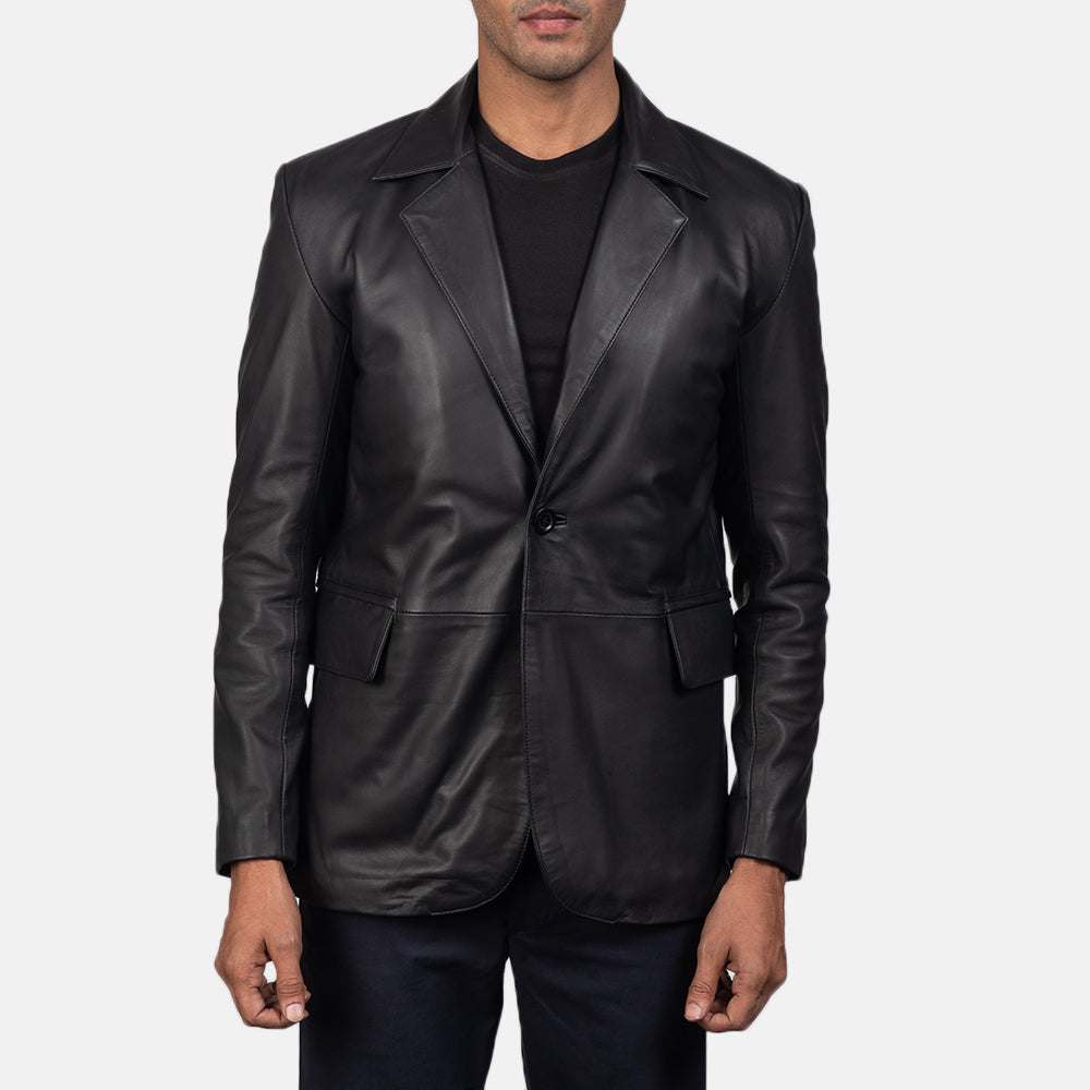Daron Black Leather Blazer by Dash Racegear - men Jacket view 1