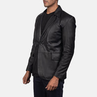 Daron Black Leather Blazer by Dash Racegear - men Jacket view 2