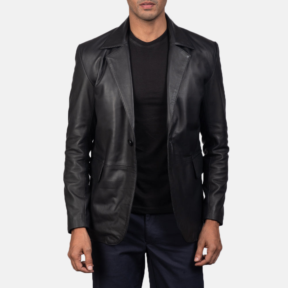 Daron Black Leather Blazer by Dash Racegear - men Jacket view 4