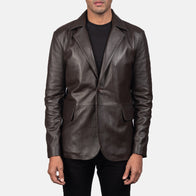 Daron Brown Leather Blazer by Dash Racegear - men Jacket view 1