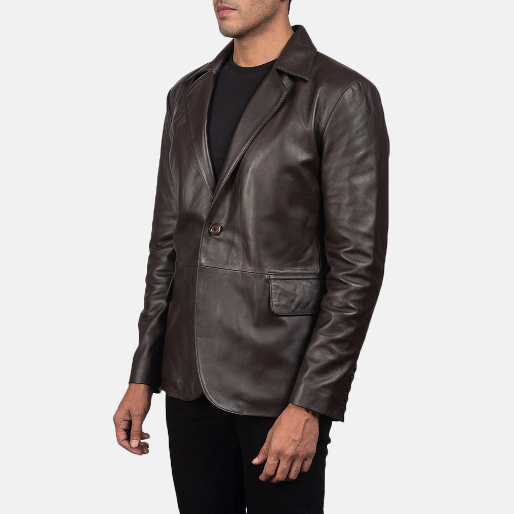 Daron Brown Leather Blazer by Dash Racegear - men Jacket view 2