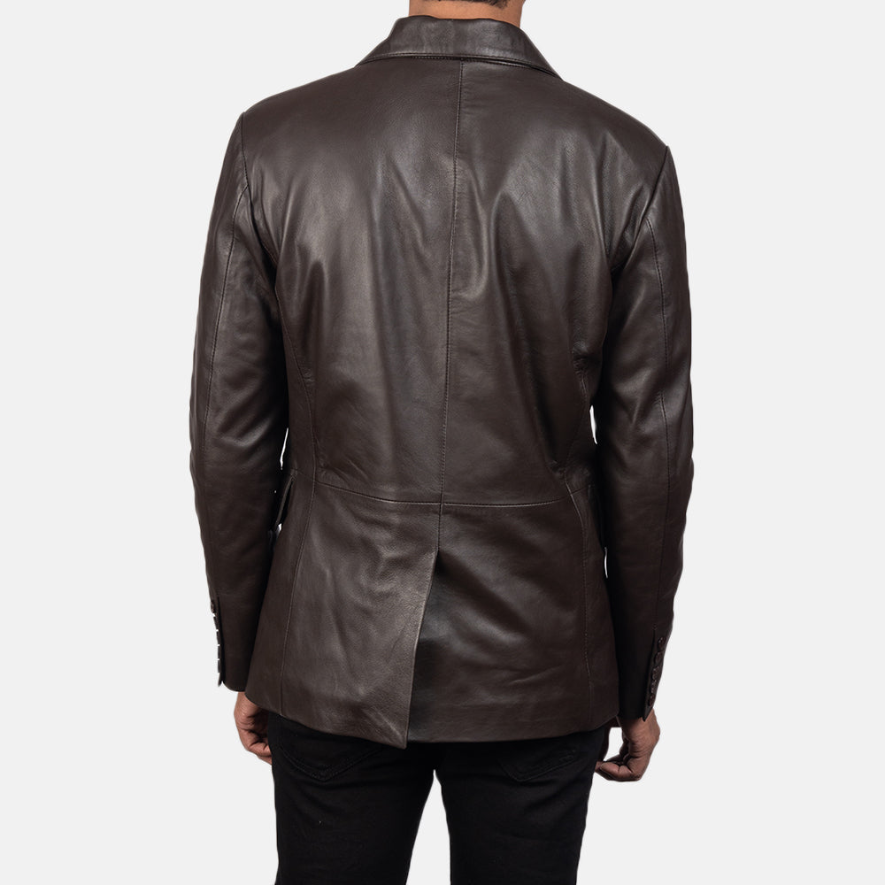 Daron Brown Leather Blazer by Dash Racegear - men Jacket view 5