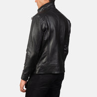 Darren Black Leather Biker Jacket by Dash Racegear - men Jacket view 6