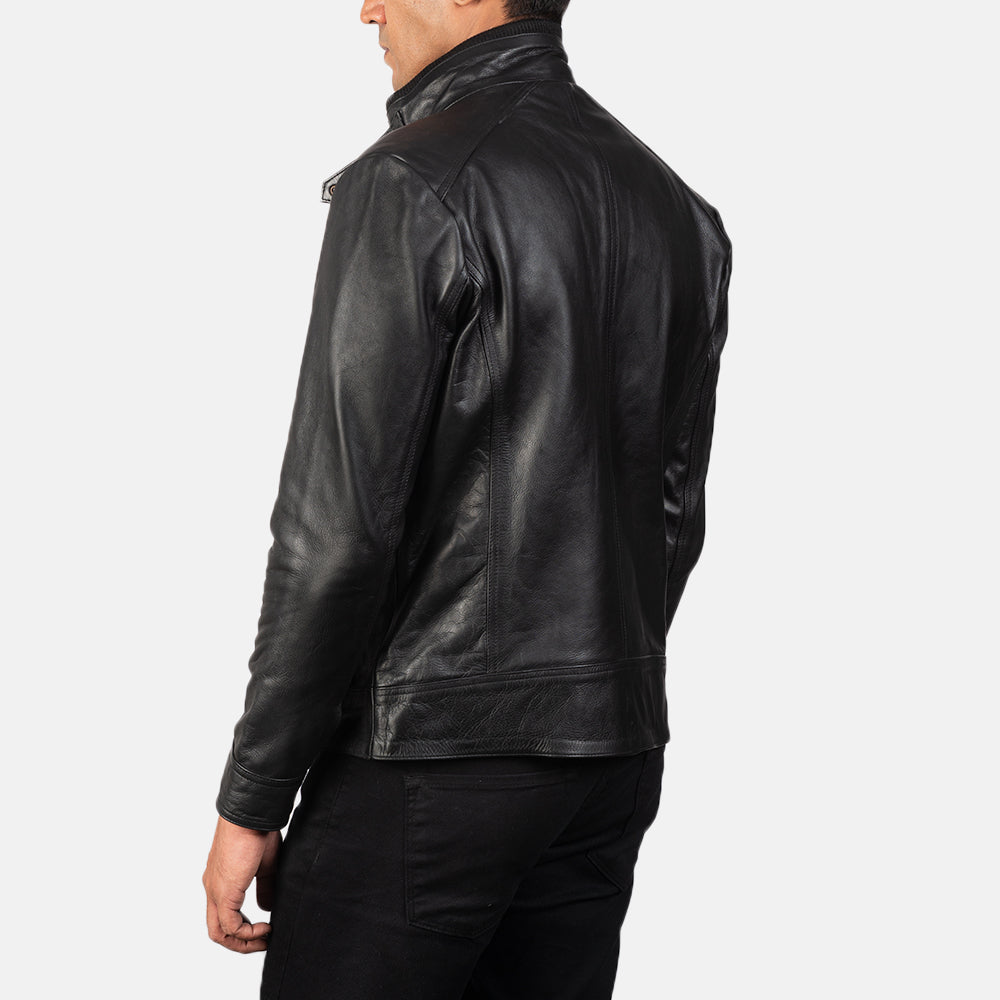 Darren Black Leather Biker Jacket by Dash Racegear - men Jacket view 6