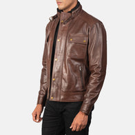 Darren Brown Leather Biker Jacket by Dash Racegear - men Jacket view 2